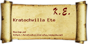 Kratochvilla Ete névjegykártya